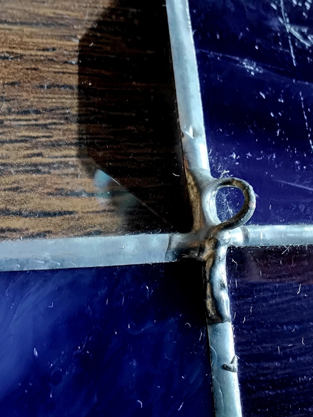 Clear Beveled & Purple Stained Glass Sun Catcher. 8" X 10" - Picture 5 of 6